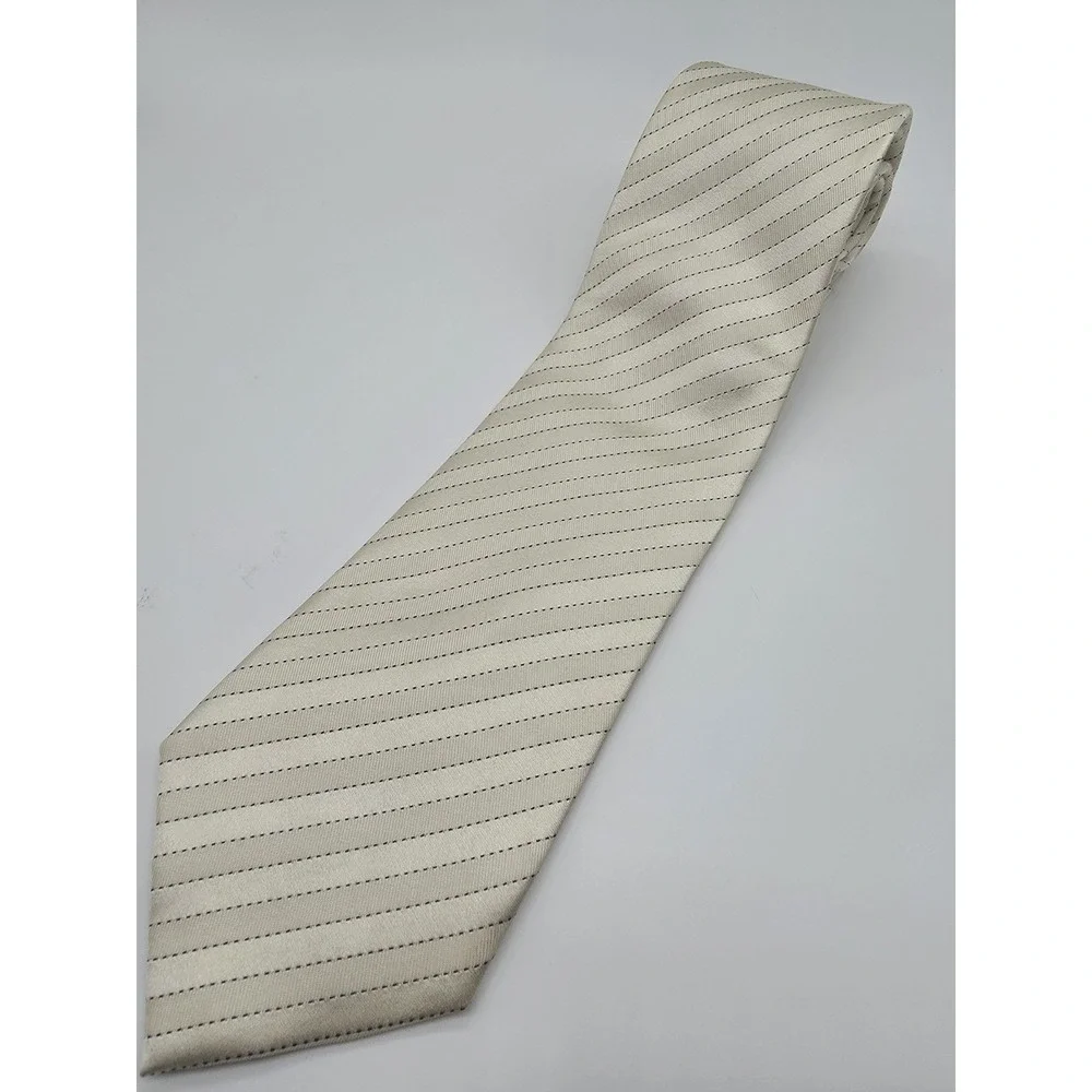 Sean John Tie White Cream Striped 100% Silk Necktie 57